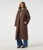 Collared Long Sleeve Leopard Print Casual Padded Jacket with Pockets — Coffee — view 3