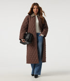 Collared Long Sleeve Leopard Print Casual Padded Jacket with Pockets — Coffee — view 7