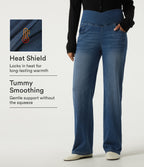 Denim Heat High Waisted Tummy Control Crossover Straight Leg Casual Jeans with Pockets — Tide Blue Denim — view 1