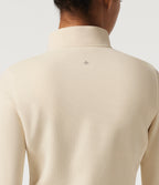 Stand Collar Long Sleeve Curved Hem Waffle Casual Jacket with Thumb Holes — White Swan — view 7