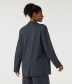 Long Sleeve Work Blazer with Pockets — Ocean Stripe — view 2