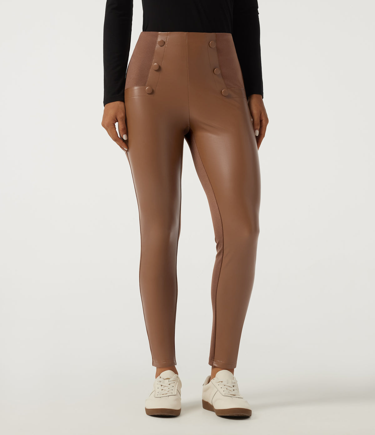 High Waisted Skinny Casual Leggings — Argan Oil — view 4