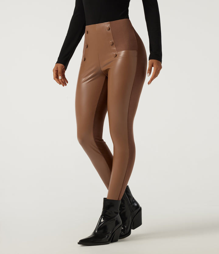 High Waisted Skinny Casual Leggings — Argan Oil — view 1