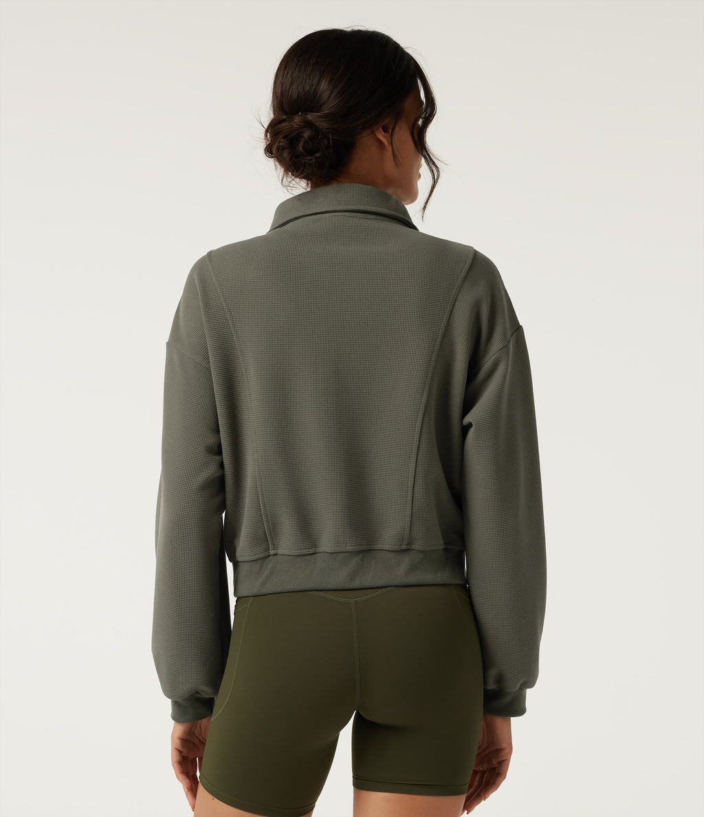 Long Sleeve Waffle Casual Jacket — Gray Velvet — view 2