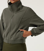 Long Sleeve Waffle Casual Jacket — Gray Velvet — view 7