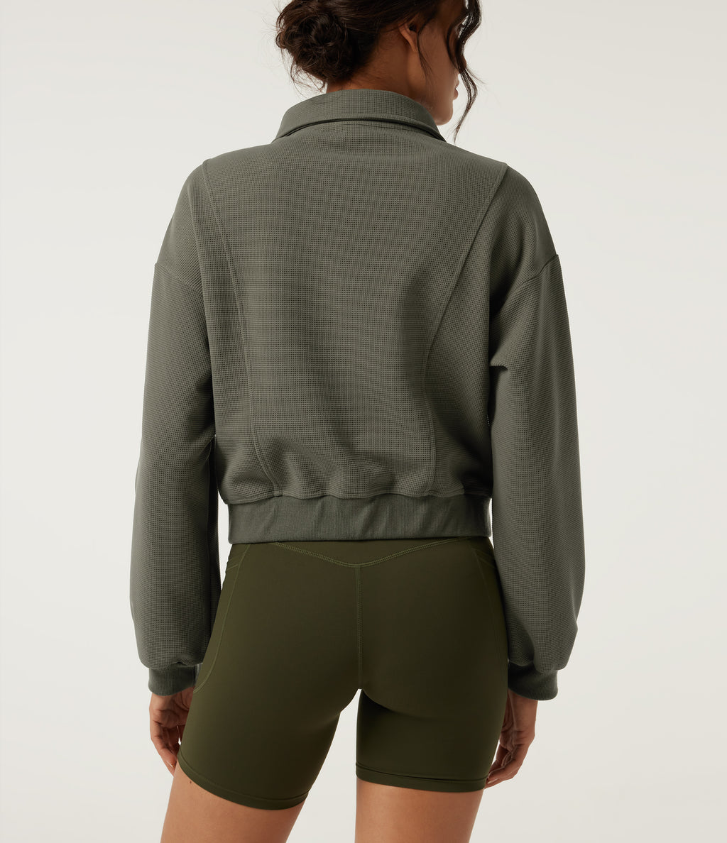 Long Sleeve Waffle Casual Jacket — Gray Velvet — view 5
