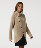 High Neck Long Sleeve Uneven Hem Casual Jumper — Pebble — view 3