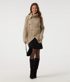 High Neck Long Sleeve Uneven Hem Casual Jumper — Pebble — view 6