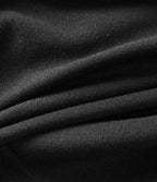 V Neck Long Sleeve Belted Fleece Casual Coat with Pockets — Black — view 8