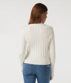 Round Neck Long Sleeve Casual Jumper — White — view 2