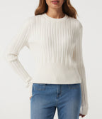 Round Neck Long Sleeve Casual Jumper — White — view 5