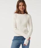 Round Neck Long Sleeve Casual Jumper — White — view 4
