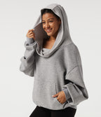 Off Shoulder Batwing Long Sleeve Casual Sweatshirt — Mottled Grey — view 6