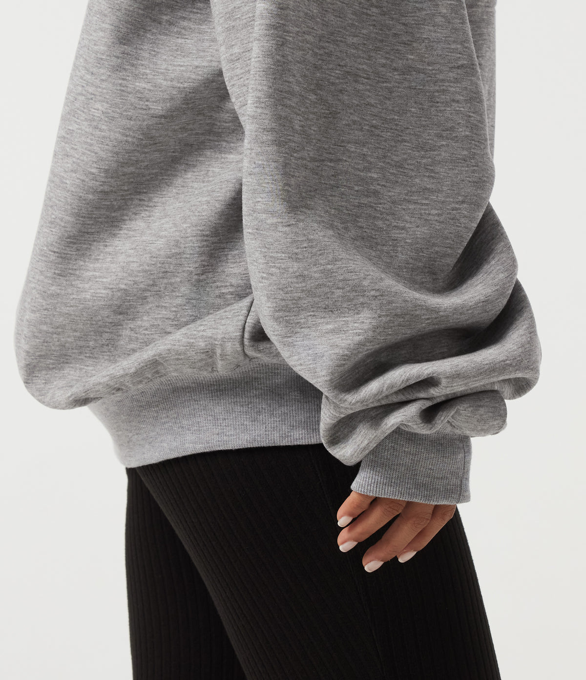 Off Shoulder Batwing Long Sleeve Casual Sweatshirt — Mottled Grey — view 8