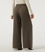 High Waisted Wide Leg Work Trousers with Pockets — Wren — view 2