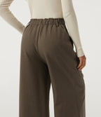 High Waisted Wide Leg Work Trousers with Pockets — Wren — view 5