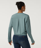 Round Neck Drop Shoulder Long Sleeve Casual Sports Top — Citadel — view 2