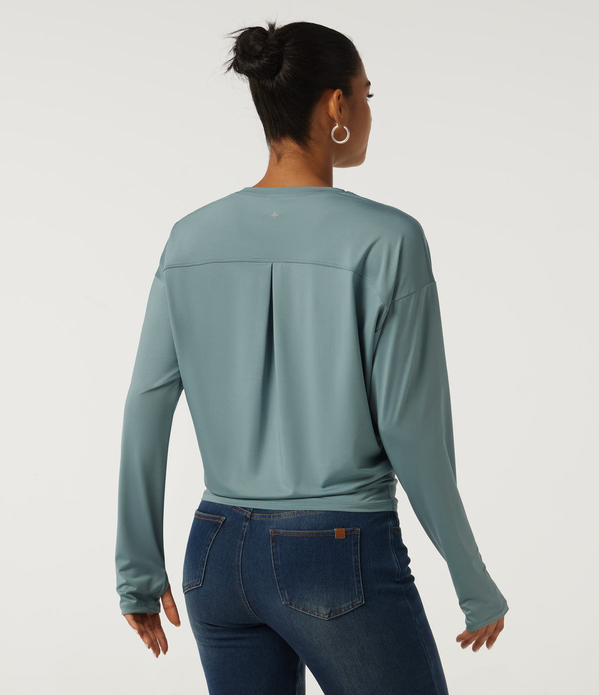 Round Neck Drop Shoulder Long Sleeve Casual Sports Top — Citadel — view 2