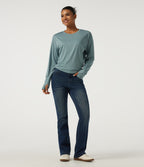 Round Neck Drop Shoulder Long Sleeve Casual Sports Top — Citadel — view 8