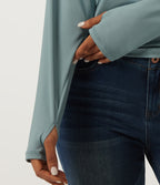 Round Neck Drop Shoulder Long Sleeve Casual Sports Top — Citadel — view 7
