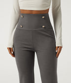 Super High Waisted Tummy Control Bootcut Work Trousers — Steel Gray — view 4
