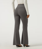 Super High Waisted Tummy Control Bootcut Work Trousers — Steel Gray — view 2