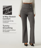 Super High Waisted Tummy Control Bootcut Work Trousers — Steel Gray — view 1