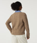 Round Neck Long Sleeve Work Cardigan — Kelp — view 2