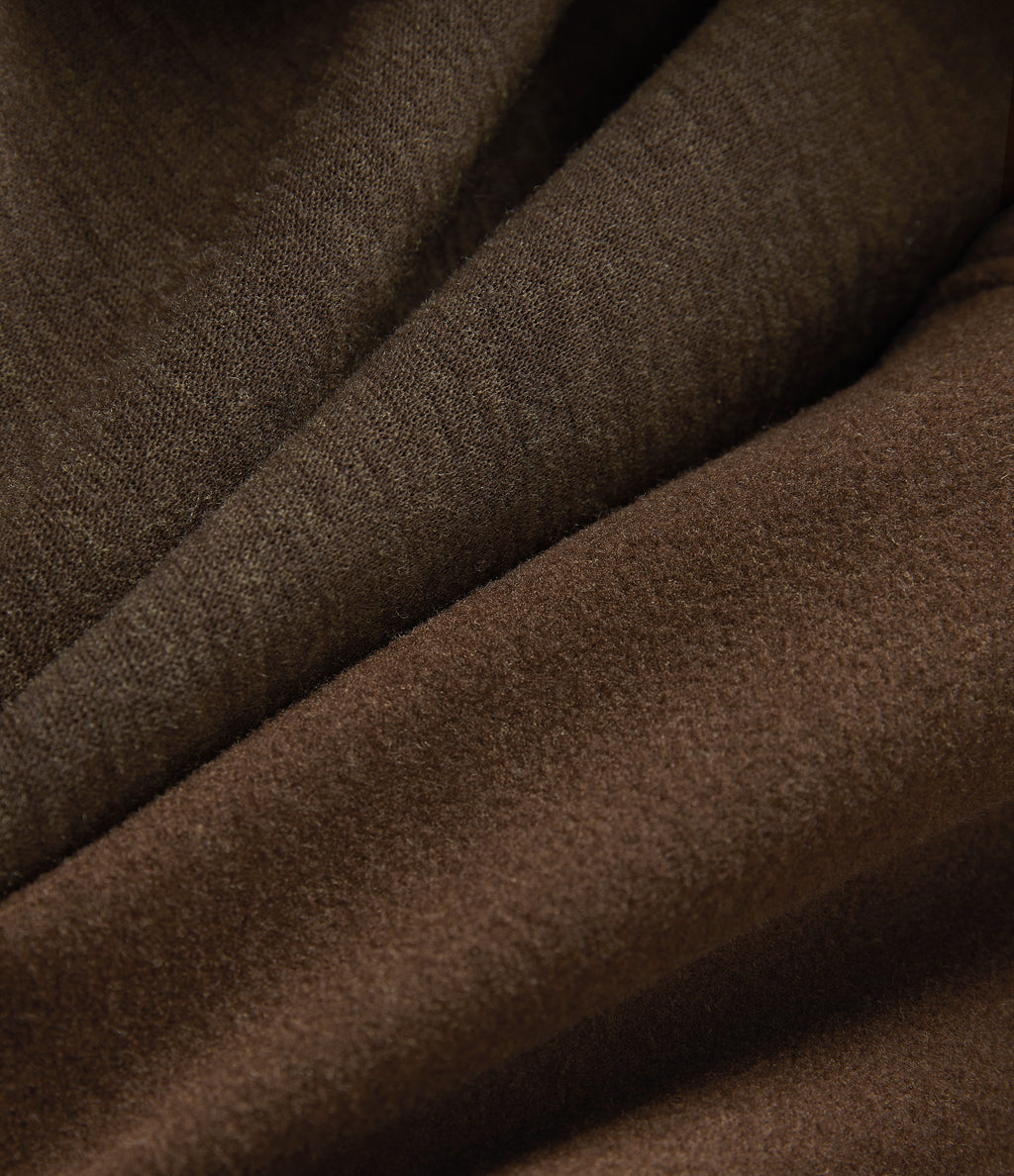 Hooded Long Sleeve Fleece Casual Coat with Pockets — Chestnut — view 8
