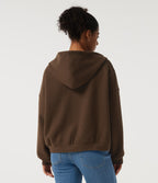 Hooded Long Sleeve Fleece Casual Coat with Pockets — Chestnut — view 2