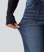 Low Rise Flare Casual Jeans with Pockets — Pageant Blue Denim — view 6