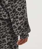 Hooded Long Sleeve Leopard Print Casual Sweatshirt with Pockets — Silver Leopard Print — view 8