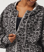 Hooded Long Sleeve Leopard Print Casual Sweatshirt with Pockets — Silver Leopard Print — view 6