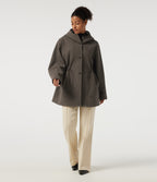Hooded Long Sleeve Drawstring Fleece Longline Work Coat with Pockets — Major Brown — view 8
