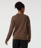 V Neck Drop Shoulder Long Sleeve Work Jumper — Pecan Pie — view 2