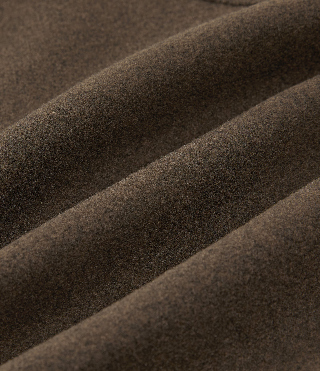 High Waisted Fleece Work Midi Mermaid Skirt — Camphor Wood Brown — view 8