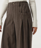 High Waisted Straight Leg Stripe Work Trousers with Pockets — Willow Brown — view 6