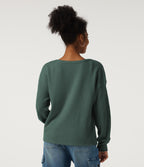 Scoop Neck Long Sleeve Waffle Work Sweatshirt — Green Frost — view 2