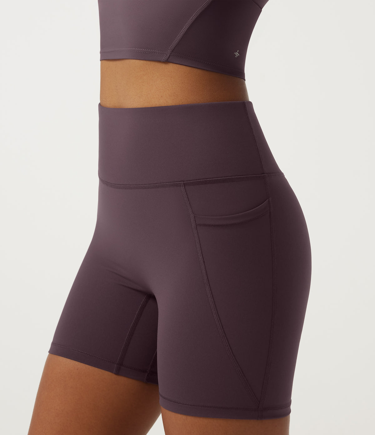 Quick Dry High Waisted Tummy Control Running Bikers 5" with Pockets — Dusky Evening purple — view 4
