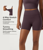 Quick Dry High Waisted Tummy Control Running Bikers 5" with Pockets — Dusky Evening purple — view 1