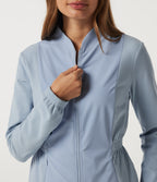 Long Sleeve Ruched Casual Jacket with Pockets — Subdued Blue — view 5