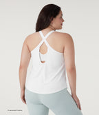Plus Size U Neck Built-in Bra Curved Hem InstantCool Yoga Tank Top-UPF50+ — White — view 1