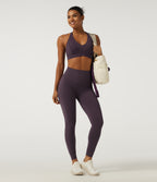 SpeedWave Quick Dry High Waisted Tummy Control Booty Scrunch Training Leggings with Pocket — Dusky Evening purple — view 7