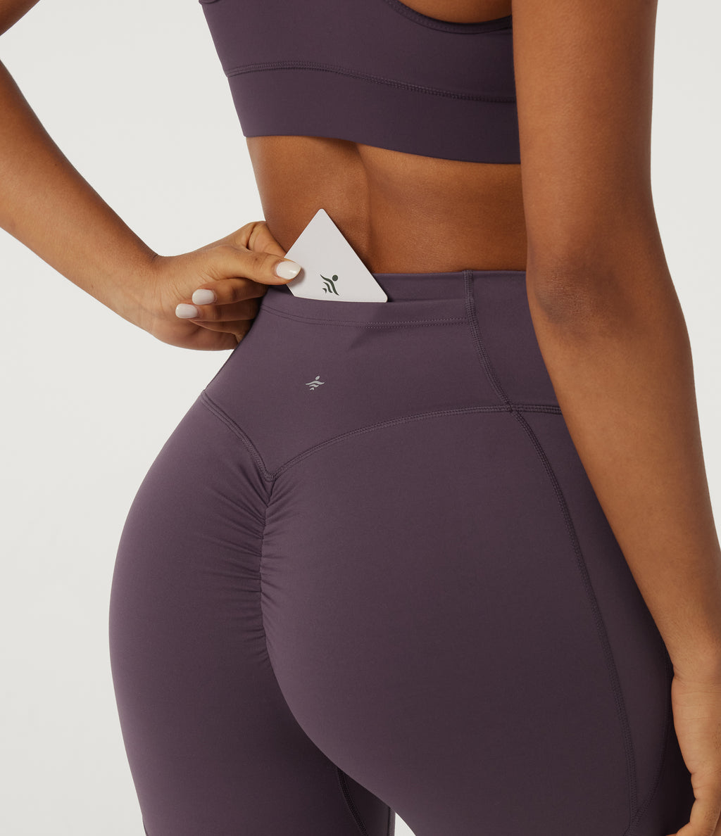 SpeedWave Quick Dry High Waisted Tummy Control Booty Scrunch Training Leggings with Pocket — Dusky Evening purple — view 5