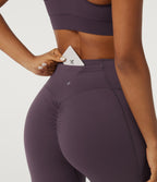 SpeedWave Quick Dry High Waisted Tummy Control Booty Scrunch Training Leggings with Pocket — Dusky Evening purple — view 5