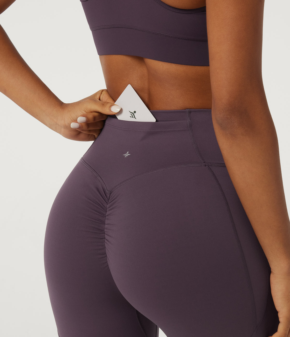 SpeedWave Quick Dry High Waisted Tummy Control Booty Scrunch Training Leggings with Pocket — Dusky Evening purple — view 5