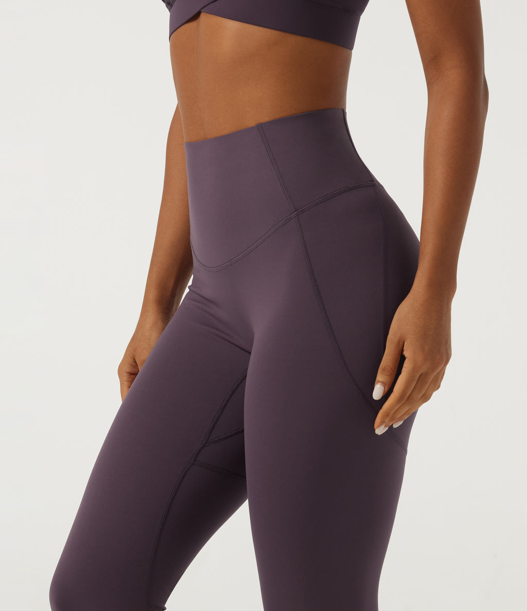 SpeedWave Quick Dry High Waisted Tummy Control Booty Scrunch Training Leggings with Pocket — Dusky Evening purple — view 4