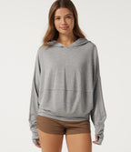 Hooded Long Sleeve Casual Sweatshirt with Thumbholes — Mottled Grey — view 4