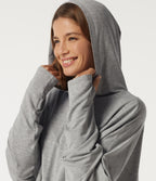 Hooded Long Sleeve Casual Sweatshirt with Thumbholes — Mottled Grey — view 5