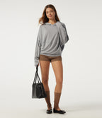Hooded Long Sleeve Casual Sweatshirt with Thumbholes — Mottled Grey — view 7